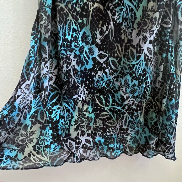 Vtg Majick Y2K 90s Floral Beaded Fairy Maxi Dress Scarf Black Blue Boho Womens M - Picture 6 of 6